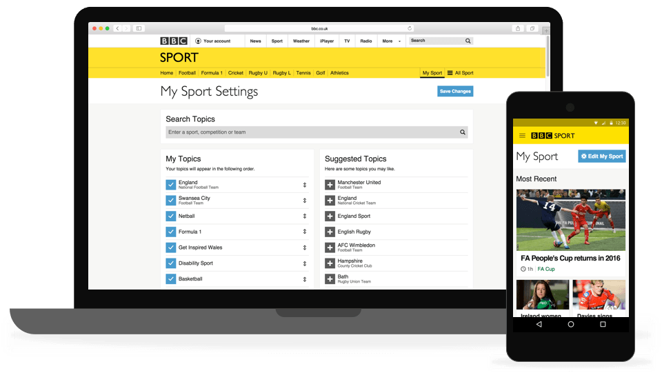 My Sport shown on mobile and tablet