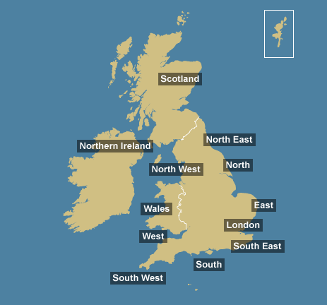 Map of UK tidal regions